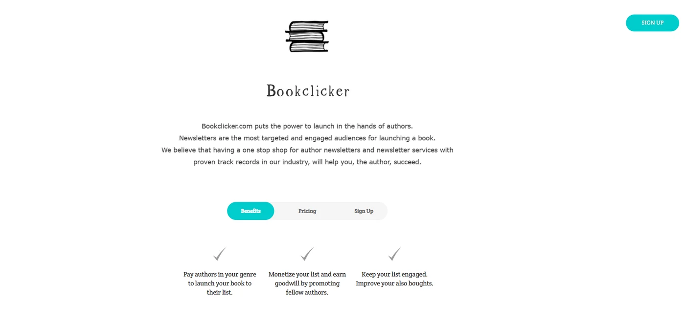 The BookClicker marketing site