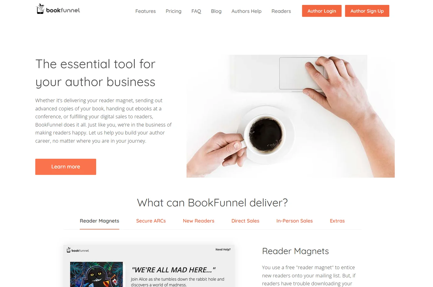 A BookFunnel book download landing page