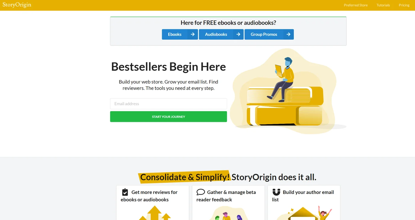 A StoryOrigin reader-magnet landing page
