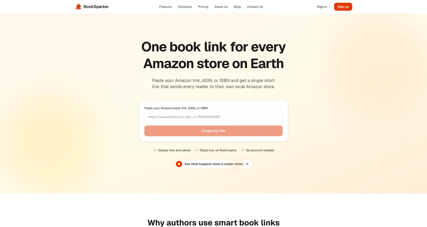 The BookSparker Smart Book Links page with its free link builder