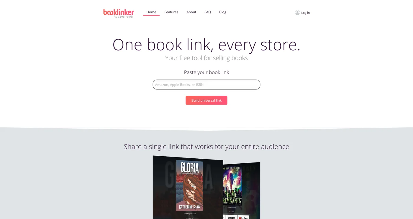 The Booklinker homepage with its universal link builder